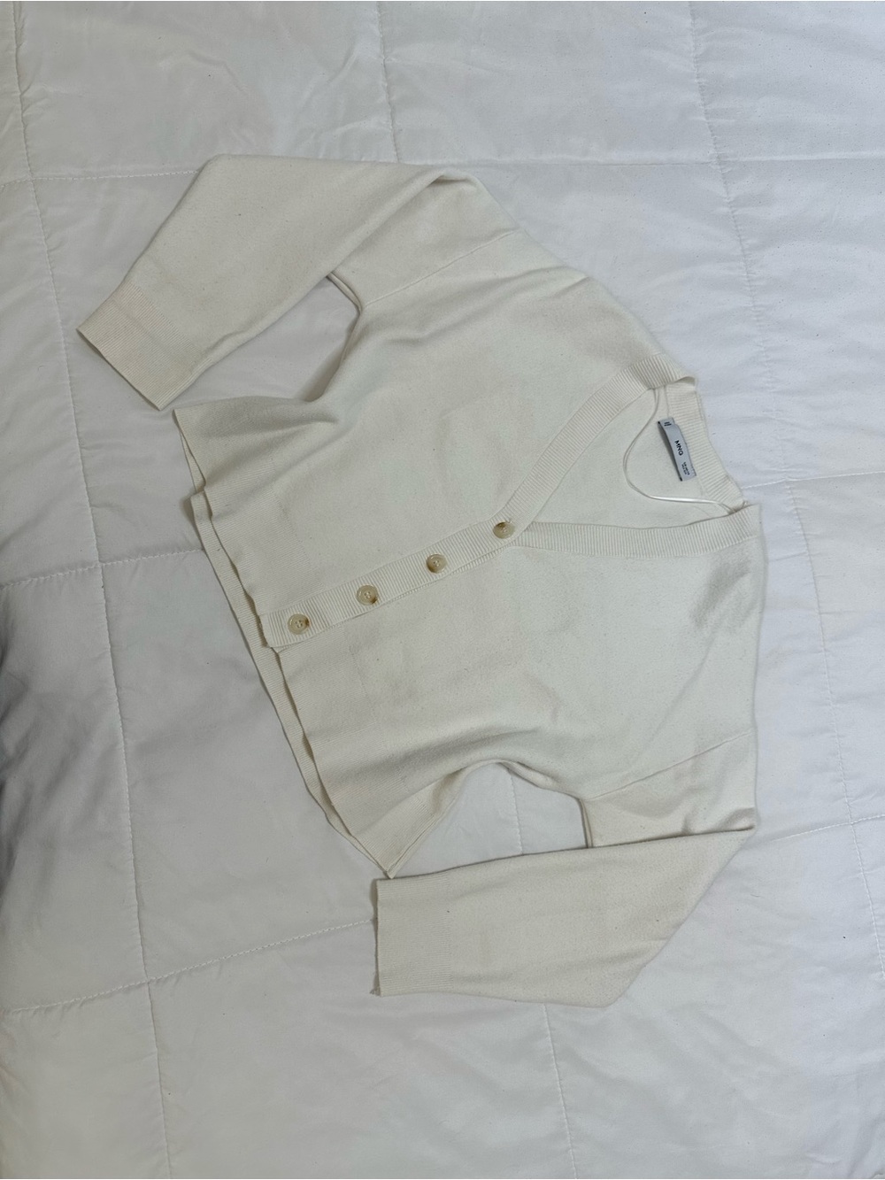 Mango Button Front Cropped Cardigan